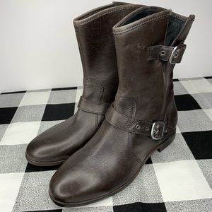 UGG Frances Chocolate Brown Leather Buckle Boots
